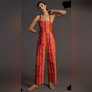 NWOT COREY LYNN CALTER AYLA Jumpsuit Plaid Stripes Bibs Jumper Pantsuit Wide Leg